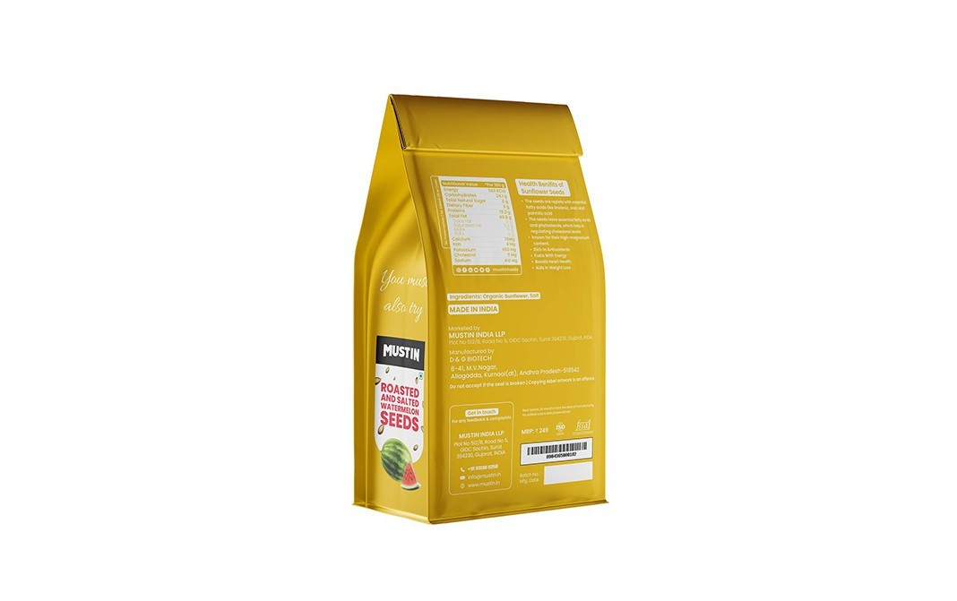 Mustin Roasted And Salted Sunflower Seeds   Pack  250 grams